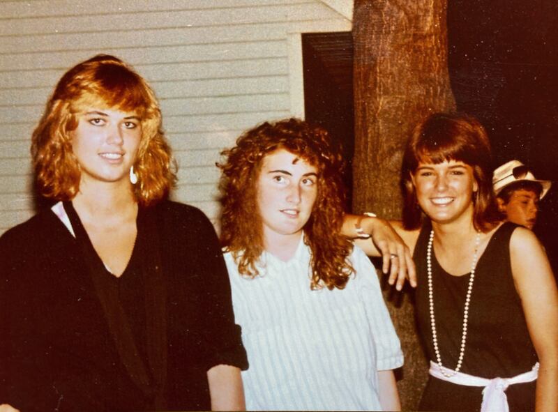 Annie McCarrick (centre) with her friends Linda Ringhouse (left) and Kathy McQuade at a party in the mid-1980s