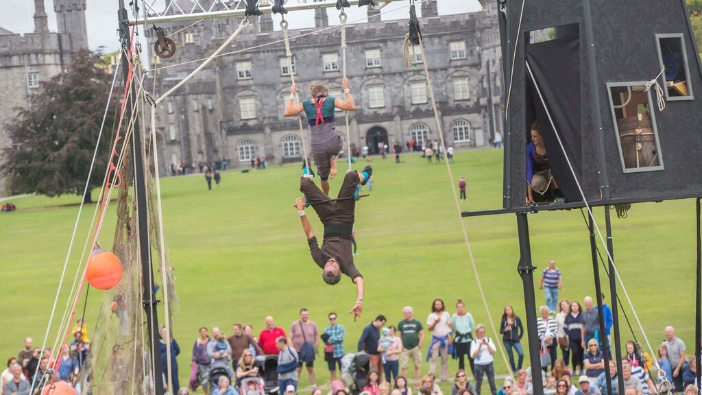 Kilkenny Arts Festival presents the world premiere production of a new Festival commission The Lightkeepers’ Last Stand, a free aerial circus show for all ages by the awe-inspiring Loosysmokes, one of Ireland’s leading modern circus companies. Photograph: Pat Moore