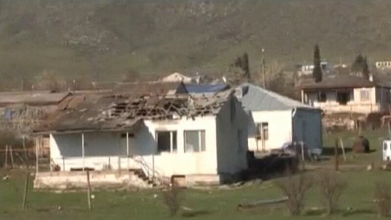 A house which was damaged during clashes between Armenian and Azeri forces is seen in Nagorno-Karabakh region, which is controlled by separatist Armenians. Photograph: Nagorno-Karabakh Military Handout via Reuters