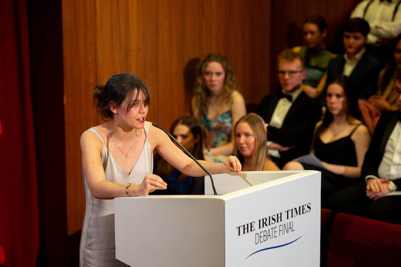 Matilda Brewe of TCD's Phil speaking at the Irish Times Debate.
Photograph: John T Ohle Photography