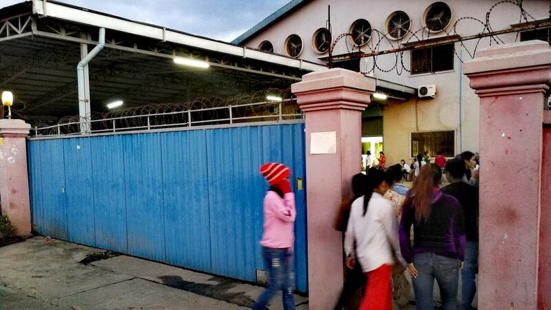 Garment workers return to the factory on the outskirts of Phnom Penh after a break. Cambodia’s economy relies heavily on garment exports to the EU. Photograph: Nevenka Lukin