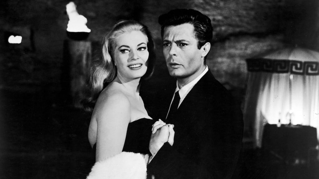 La Dolce Vita: Anita Ekberg and Marcello Mastroianni in a scene from Federico Fellini’s 1960 film available on Curzon Home Cinema.