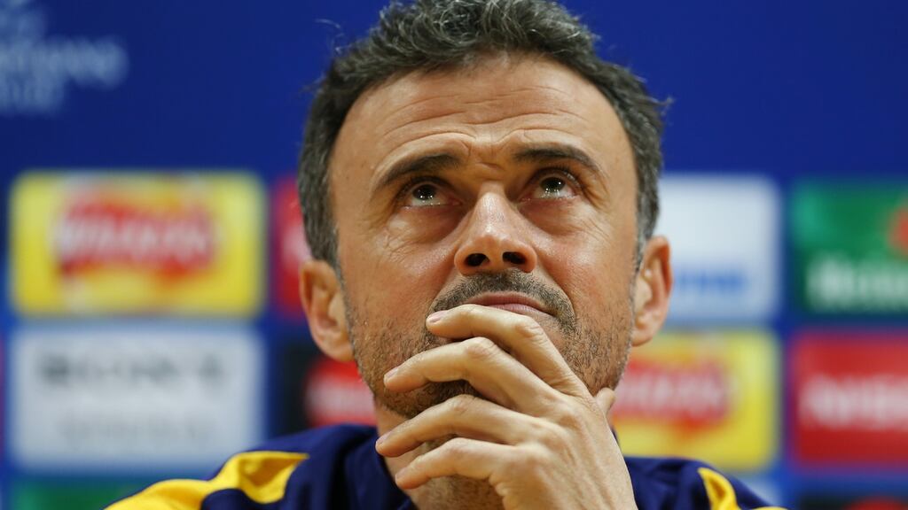 Barcelona coach Luis Enrique ahead of the Champions League encounter with Arsenal. Photograph: Matthew Childs/Reuters
