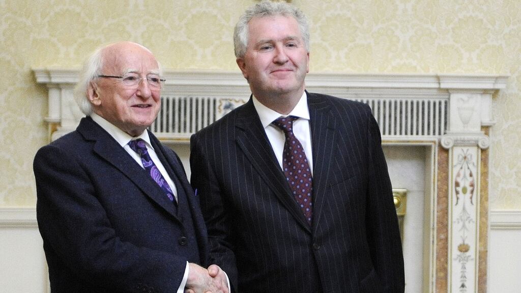 President Michael D Higgins with Attorney General Séamus Woulfe after the members of the new Cabinet received their seals of office last year. Photograph: Dave Meehan