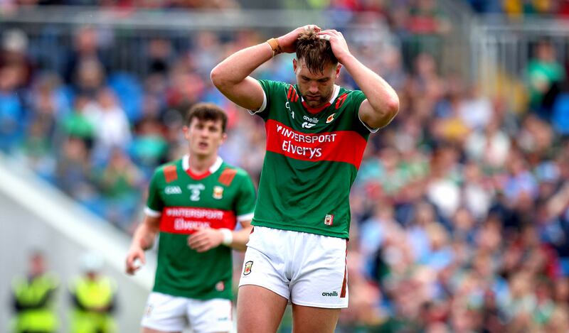 Aidan O’Shea after missing a scoring opportunity against Dublin. Photograph: Ryan Byrne/Inpho