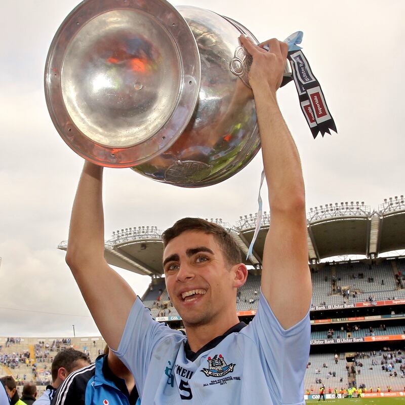 James McCarthy lifts the Sam Maguire after victory in 2011. Photograph: James Crombie/Inpho