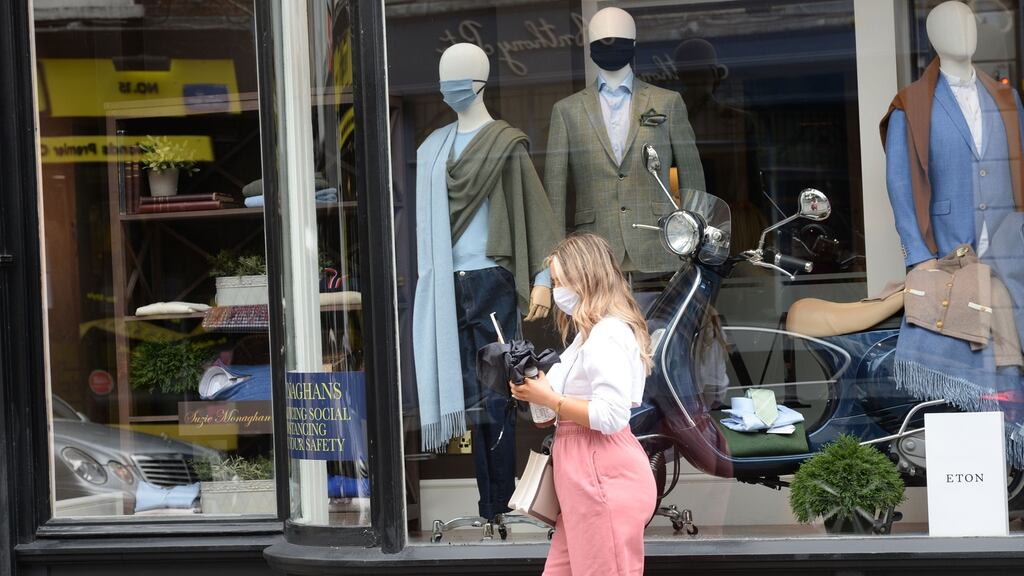 Mask wearing Mannequins in the window of Monaghans on Anne Street South in Dublin.Photograph: Alan Betson / The Irish Times