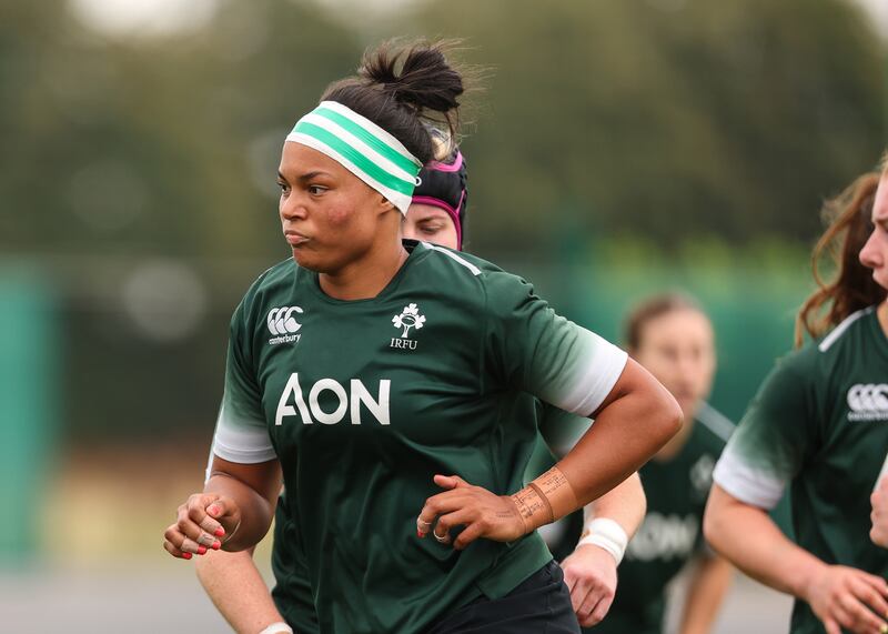Ireland's Eimear Corri Fallon training at the IRFU High Performance Centre in Dublin. Photograph: INPHO/ Ben Brady