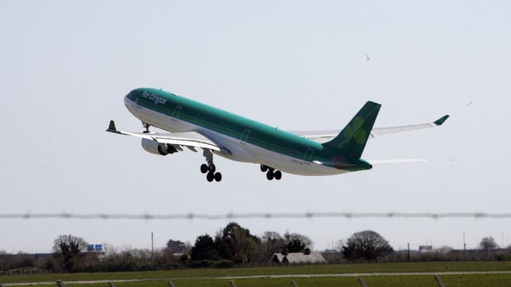 An Aer Lingus flight takes off from Dublin Airport. Photograph: Alan Betson