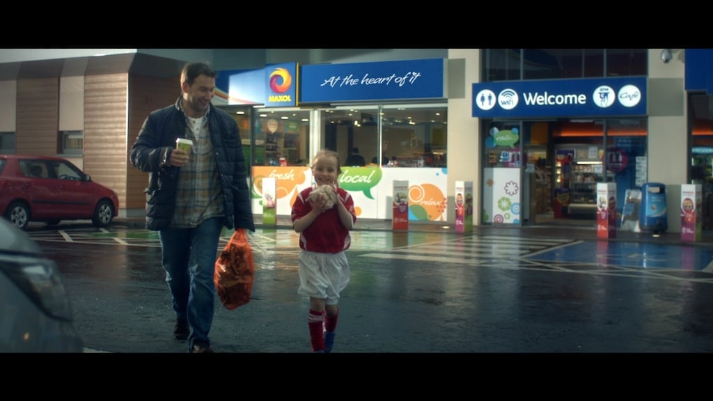 Maxol advertisement: all about the food. Not a drop of diesel or petrol is pumped