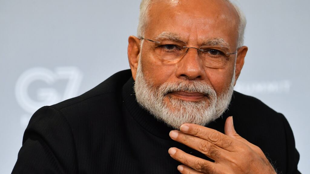 Indian prime minister Narendra Modi’s Hindu nationalist Bharatiya Janata Party (BJP) government dismissed allegations of snooping as ‘baseless’ but declined to say whether it had procured the Pegasus software or not. Photograph: Nicholas Kamm/AFP via Getty