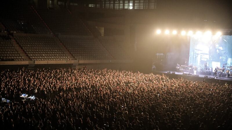Some 5,000 fans at a concert by band Love of Lesbian at the Palau Sant Jordi stadium in Barcelona, Spain, on Saturday. Photograph: Angel Garcia/Bloomberg
