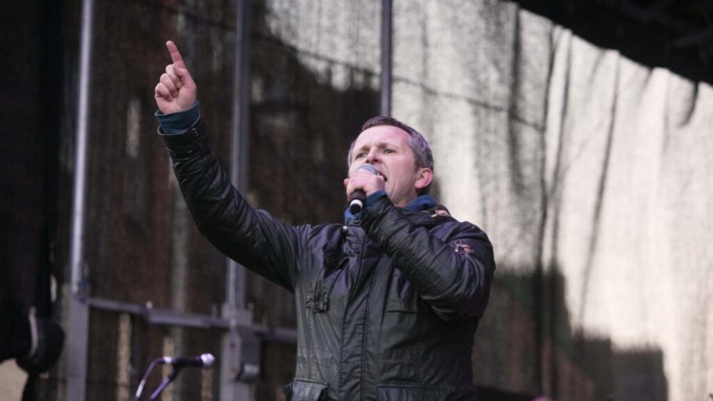 Richard Boyd Barrett was in full flight, hands waving, voice hoarse from addressing the rally the previous day. Photograph: Gareth Chaney/Collins