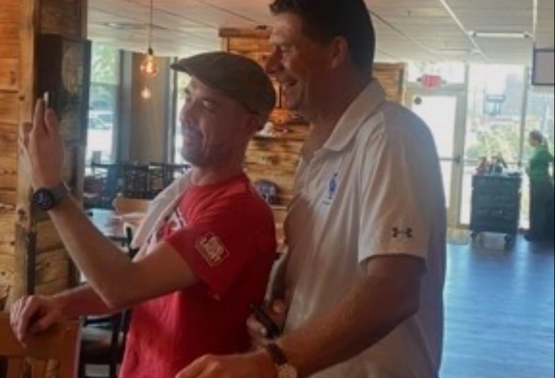 Former footballer Niall Quinn standing for a selfie at the annual Kansas City Irish Fest with Co Tipperary chef Shaun Brady, who emigrated to the Missouri city from Nenagh