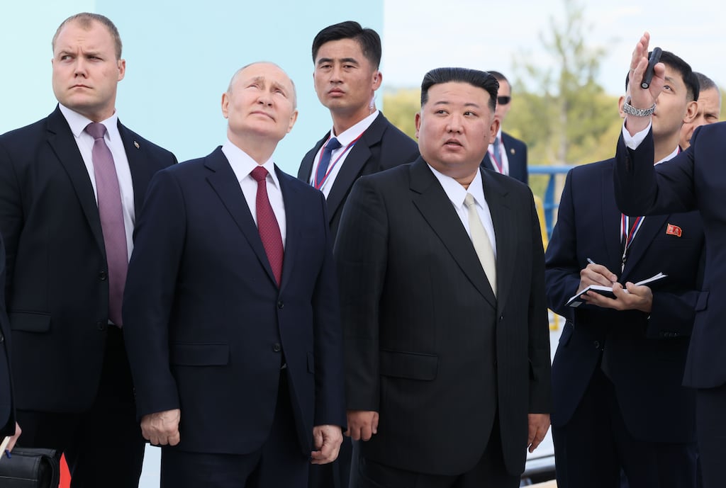 Russian president Vladimir Putin and North Korean leader Kim Jong-un: Putin's travel options and guest list have dwindled since he destroyed relations with the West and fell foul of an arrest warrant from the International Criminal Court.