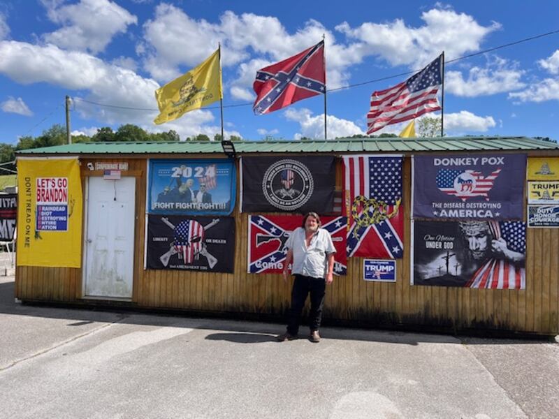 Junior Whitt's place is a shrine to Maga-ism. Photograph: Keith Duggan