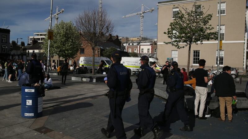 Garda Public Order Unit  at Portobello Dublin last weekend. Photograph:  Stephen Collins/Collins Photos