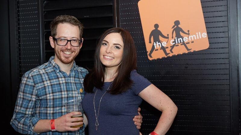 Dave Corkery and Cathy Cullen of The Cinemile podcast, winner best new podcast at the British Podcast Awards. Photograph: Paul Cochrane