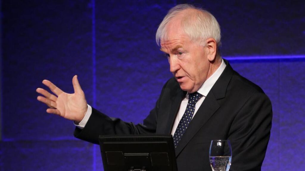 Minister of State for the Diaspora Jimmy Deenihan TD speaking at ‘Home is Where the Heart Is’ conference on return migration from a youth perspective organised by the National Youth Council of Ireland at Dublin Castle today. Photograph: Marc O’Sullivan