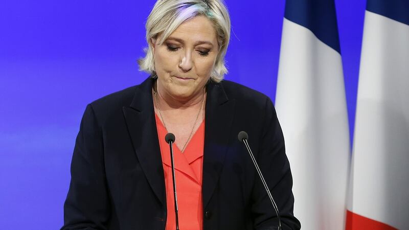 Just as the seed of defeat was buried in Macron’s victory, there was a kind of victory shrouded in Le Pen’s defeat. Photograph: Thierry Chesnot/Getty Images