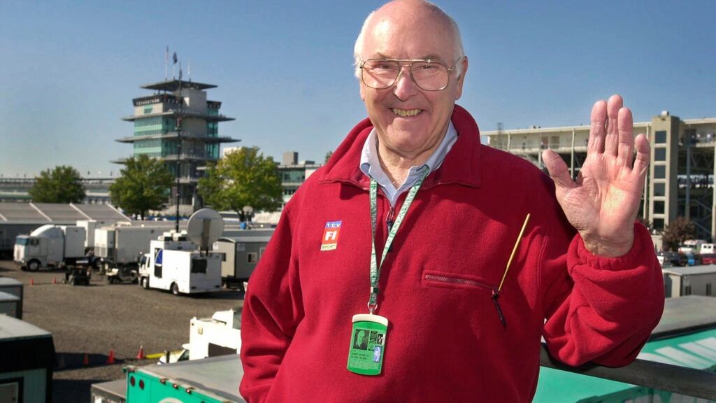 Legendary Formula One commentator Murray Walker, pictured in 2001, has died aged 97. Photograph: Darron Cummings/AP