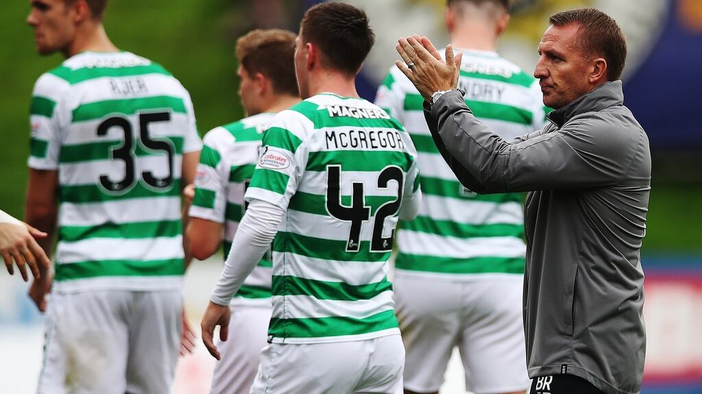 Celtic manager Brendan Rodgers during the Scottish League Cup round of 16 match against Partick Thistle at Firhill Stadium in Glasgow last Saturday. Photograph: Ian MacNicol/Getty Images