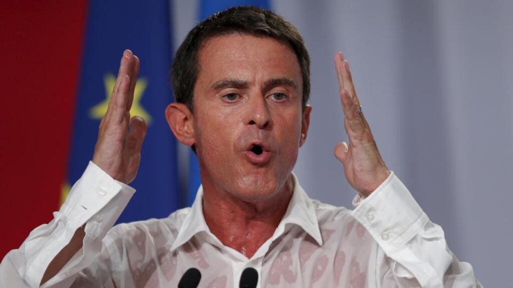 French prime minister Manuel Valls: “Migrants must be treated with dignity, lodged and cared for. Our duty is to find long-term solutions”. Photograph: Stephane Mahe/Reuters