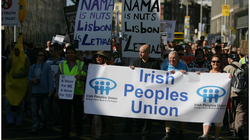 Participants at an anti-Nama protest held in Dublin. File photograph: Bryan O’Brien