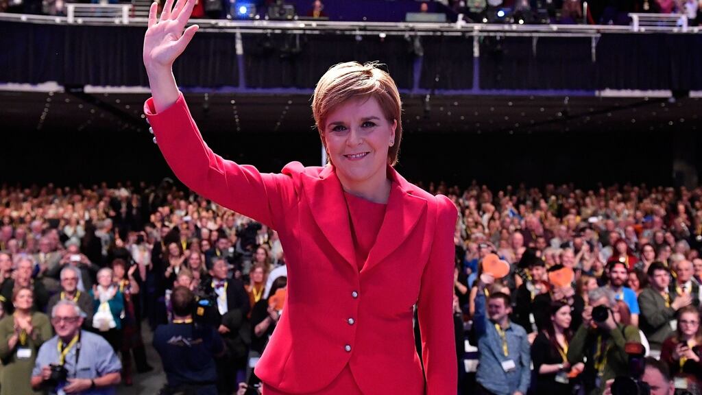 SNP leader Nicola Sturgeon: she retains the overwhelming support of her party, with few dissenting voices heard during the SNP’s three-day conference. Photograph: Jeff J Mitchell/Getty Images
