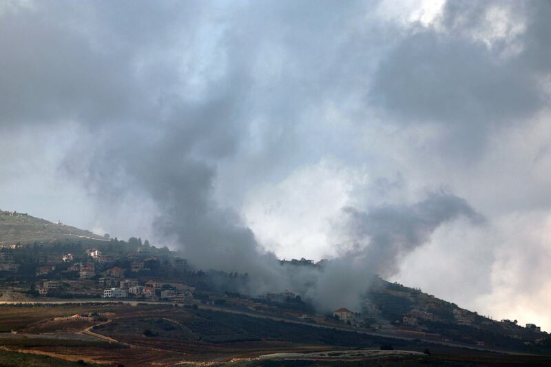 Smoke raises from the village of Odissah in southern Lebanon after an Israeli artillery shelling on January 4th. Photograph: Atef Safadi/EPA