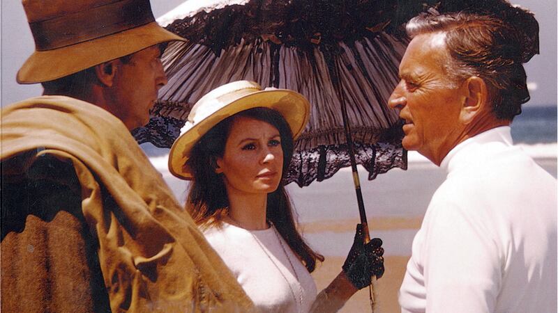 Robert Mitchum, Sarah Miles and David Lean on the set of Ryan's Daughter in 1969, filming on the beach between Slea Head and Dunmore Head