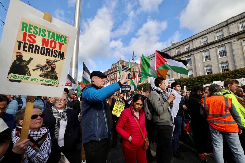 Protesters in Dublin in support of Palestine: 'The Israelis understand that the Irish have mistakenly taken up the Palestinian cause as they are deemed to be the underdog,' says Maurice Cohen. Photograph: Alan Betson