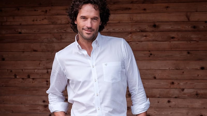 Classic Oxford shirt €49.99 in 100 per cent cotton worn with enzyme washed chinos €59,95, braided elastic belt €15