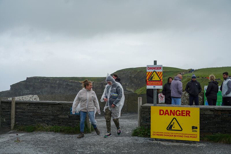 Warning signs near the Cliffs of Moher. Photograph: Enda O'Dowd