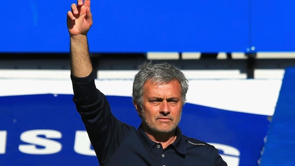 Chelsea manager Jose Mourinho on the sidelines at Stamford Bridge for the Premier League game against Arsenal. Photograph: Richard Heathcote/Getty Images