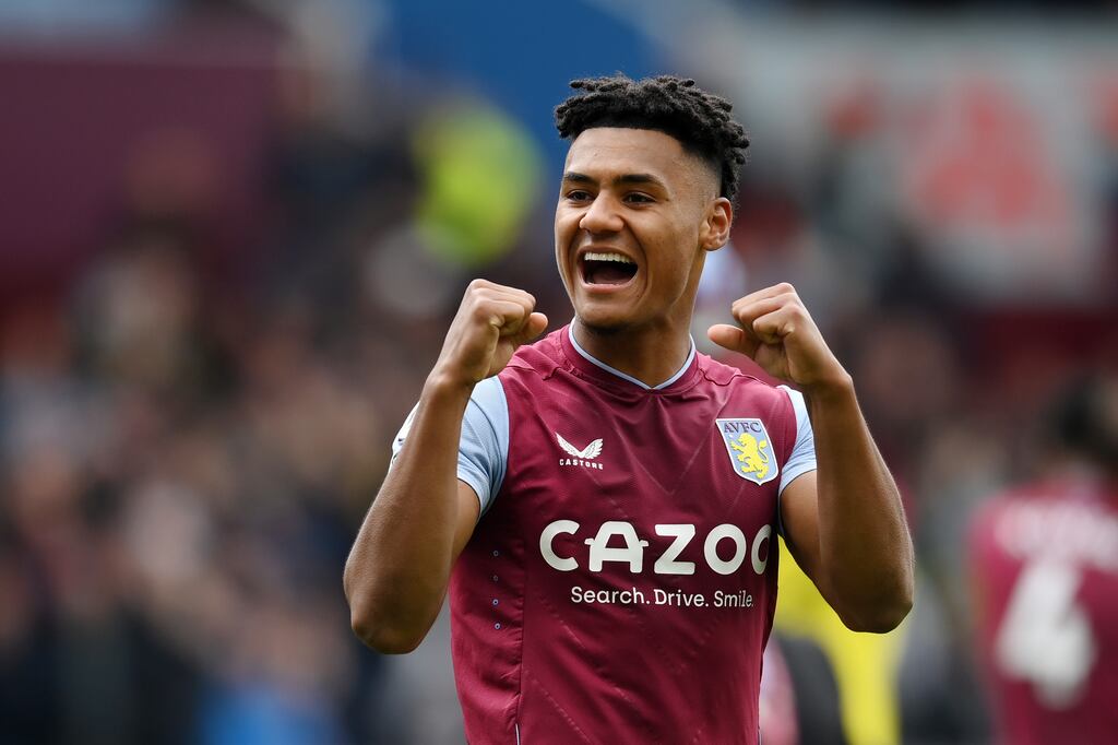 Ollie Watkins of Aston Villa celebrates after the team's victory in the Premier League match against Newcastle United. Photograph: Shaun Botterill/Getty