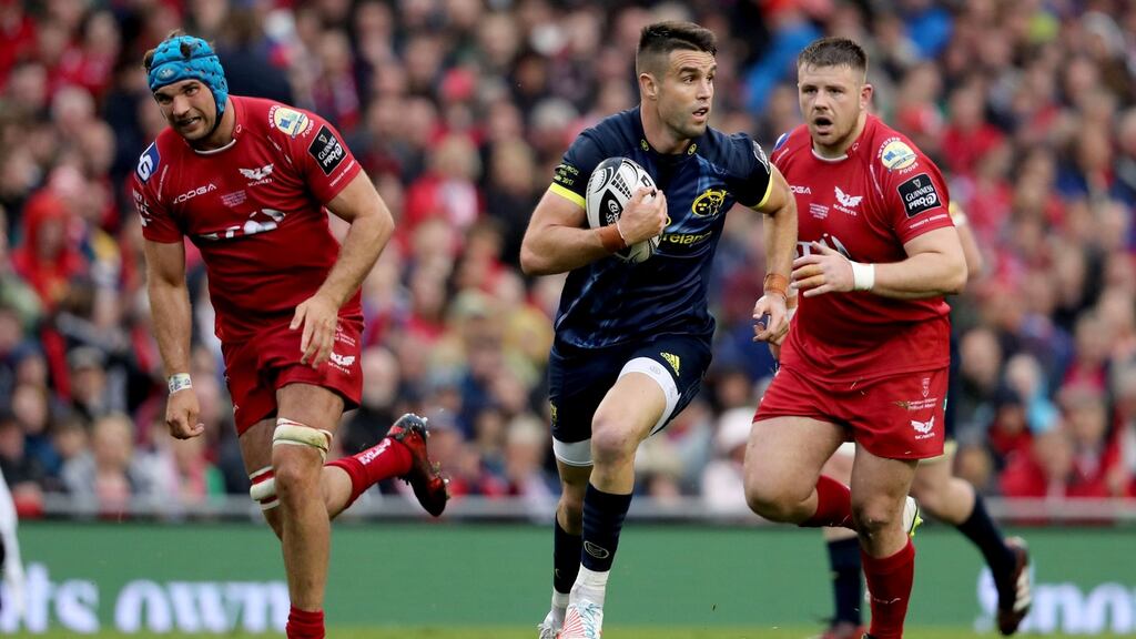 Conor Murray makes a break during the Guinness Pro 12 final against Scarlets at the Aviva Stadium. Photograph: Dan Sheridan/Inpho