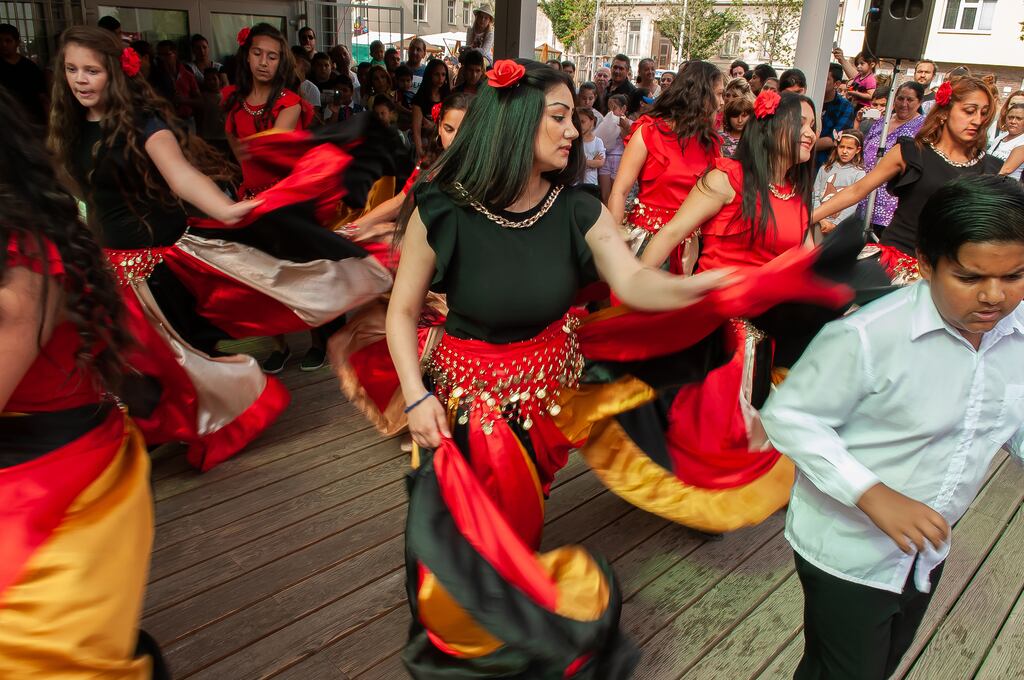 Dancing with traditional costumes at a Festival of Roma people in the Czech Republic: It is estimated there are about 5,000 members of the Roma community living in the Republic. Photograph: iStock