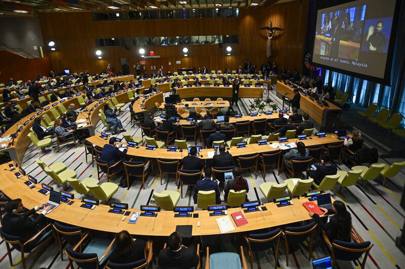 A general view of the United Nations' Sustainable Development Goals (SDG) summit on the sidelines of this week's United Nations General Assembly at UN Headquarters in New York.