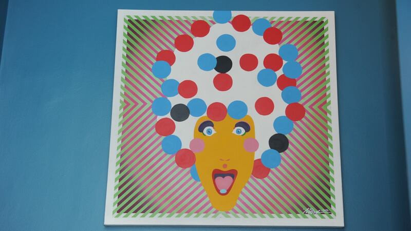 Painting by artist Maser in Andrea Horan’s living room on Curzon Street, Dublin 8. Photograph: Aidan Crawley