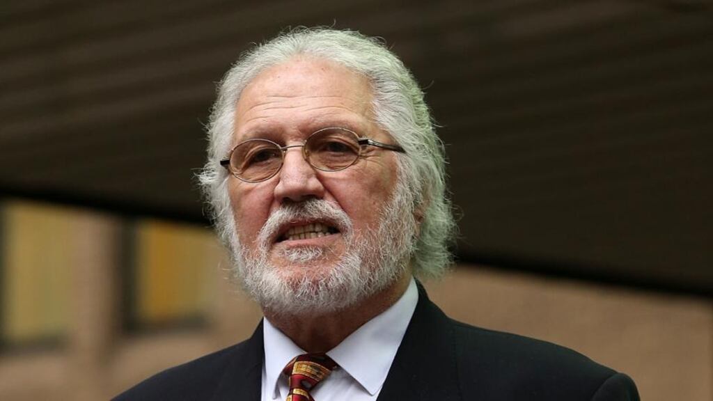 Dave Lee Travis makes a statement after being handed a three month suspended sentence for indecent assasult at Southwark Crown Court in London. Photograph: Danny E Martindale/Getty Images