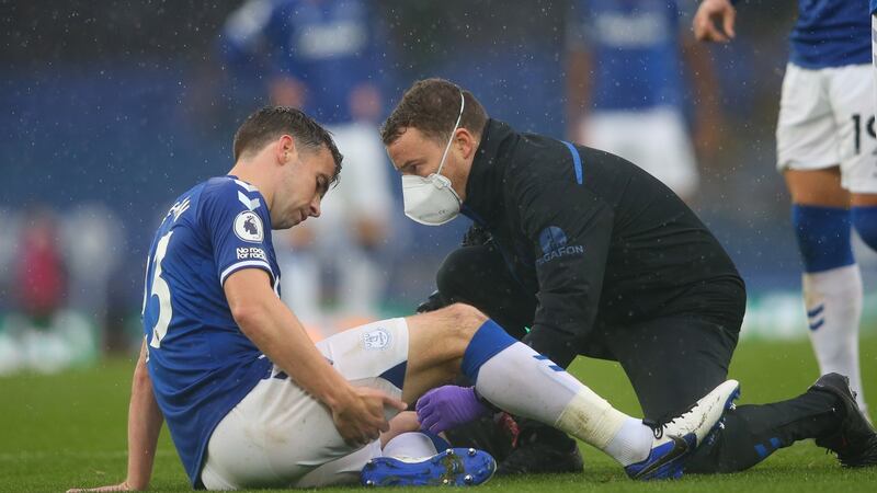 Ireland captain Séamus Coleman is out of the match with a hamstring injury. Photo: Alex Livesey/EPA