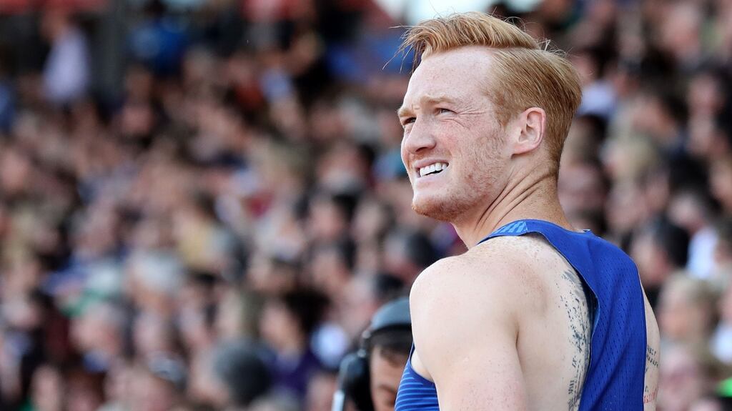 Britain’s Greg Rutherford in action during the IAAF Diamond League event at the Alexander Stadium, Birmingham on Sunday. Photograph: Martin Rickett/PA Wire