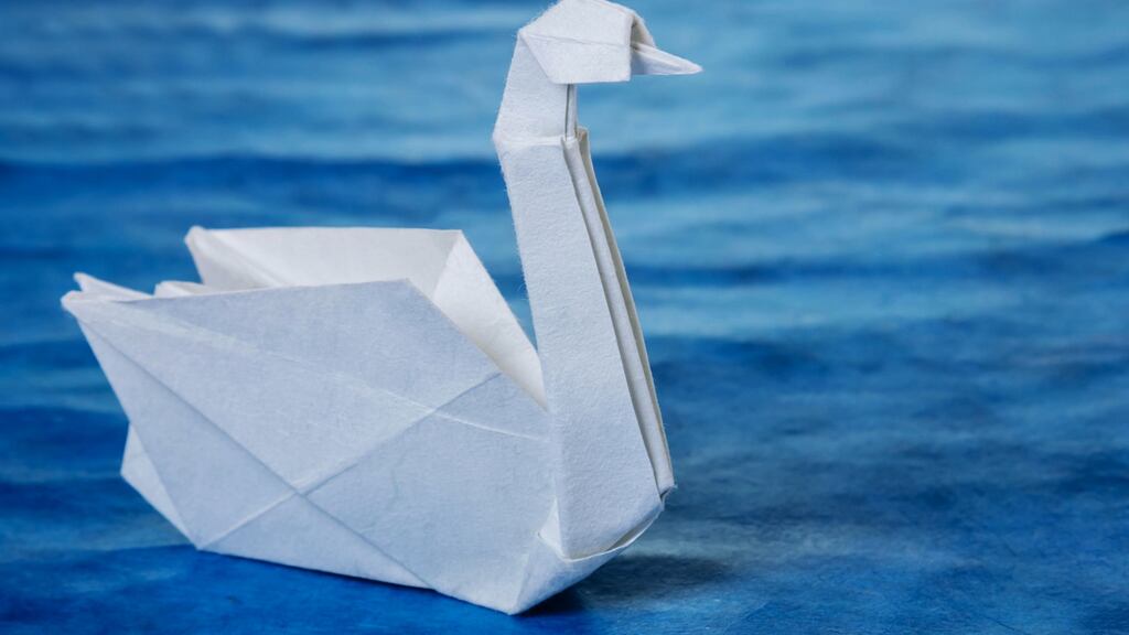 ‘I’m too focused on folding my papers, one into the swan, the other over and over again until it’s thick enough to jam a door.’ Photograph: iStock