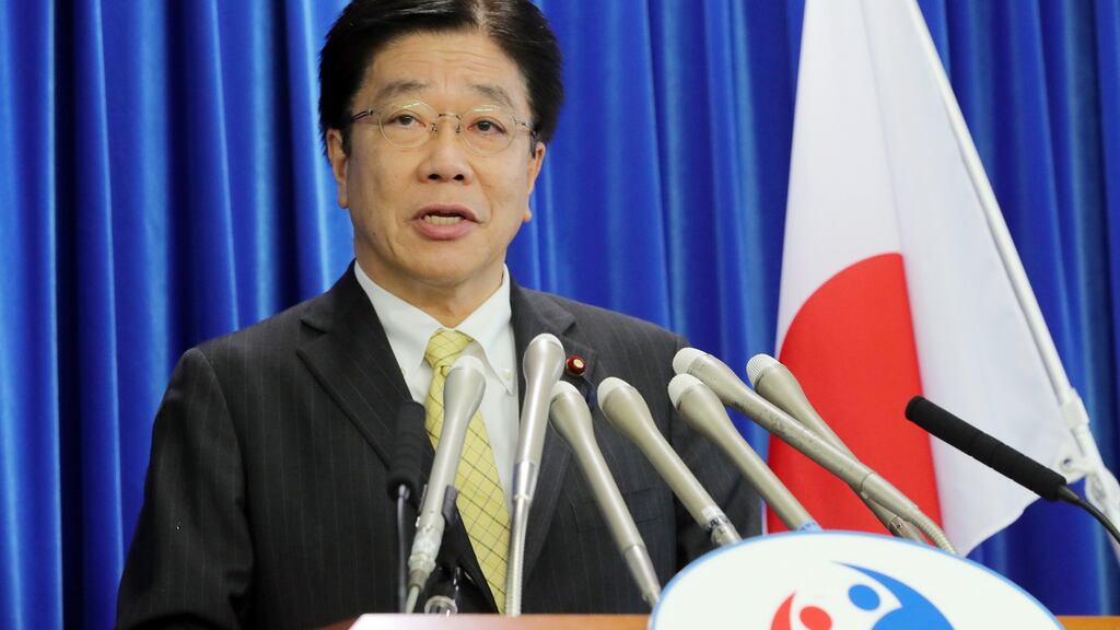 Japan health minister Katsunobu Kato confirmed the first death in the country from the Covid-19 virus. Photograph: EPA/Jiji Press