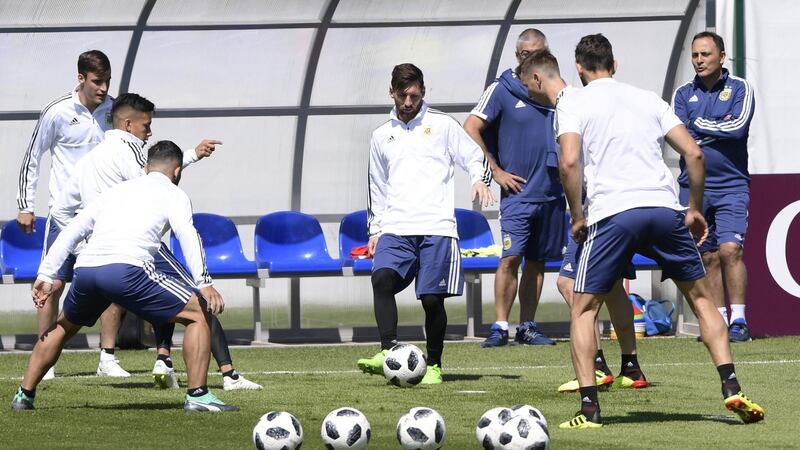 Lionel Messi during a training session on Friday. Photograph: Getty Images