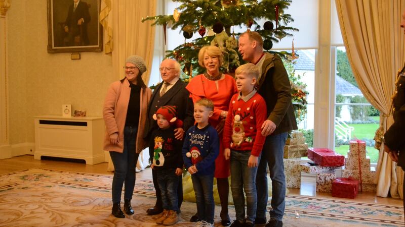 A meet-and-greet photo with President Michael D Higgins and his wife Sabina. Photograph: Hajar Akl