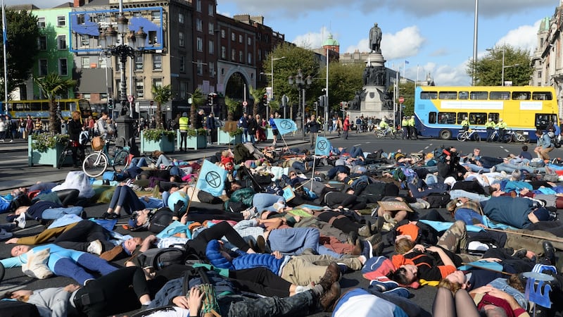 The group are the Irish arm of a global Extinction Rebellion movement. Photograph: Dara Mac Dónaill