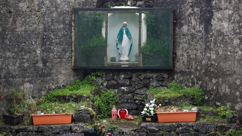 A shrine in the corner of the site of the former mother-and-baby home in Tuam where the remains of hundreds of children were found. File photograph: Peter Nicholls/Reuters
