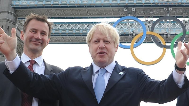 Jeremy Hunt with Boris Johnson in London ahead of the 2012 Olympics. The pair are the final two contenders for the Conservative Party leadership. File photograph: Stefan Rousseau/PA Wire